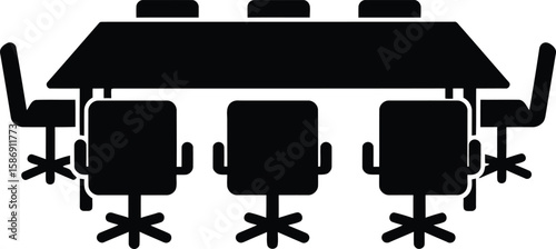 Meeting table with office chairs, a simple icon.