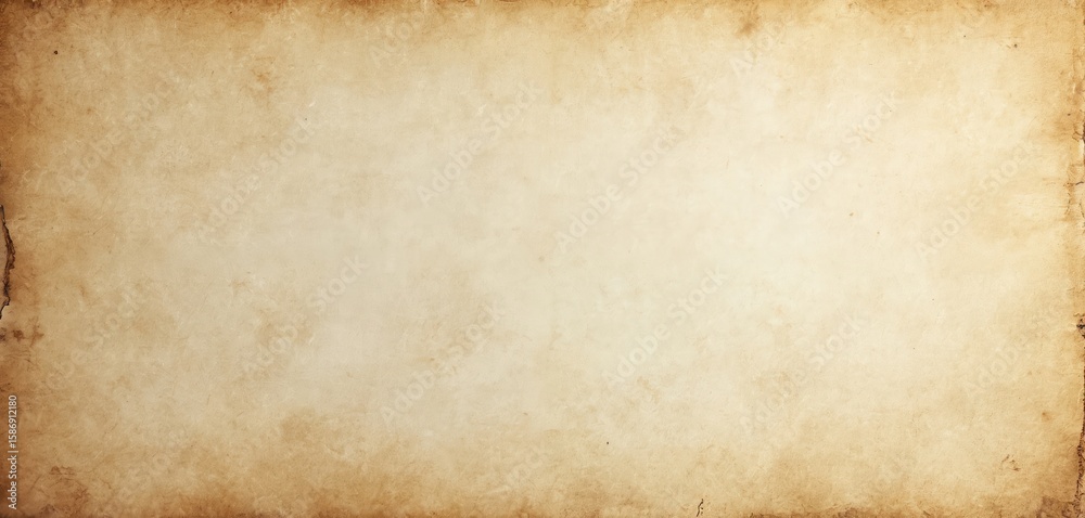 Obraz premium Vintage textured paper background with soft neutral tones, faint vertical ribbed pattern, subtly stained crumpled areas. Aged material offers clean, blank canvas with distressed edges, evoking sense