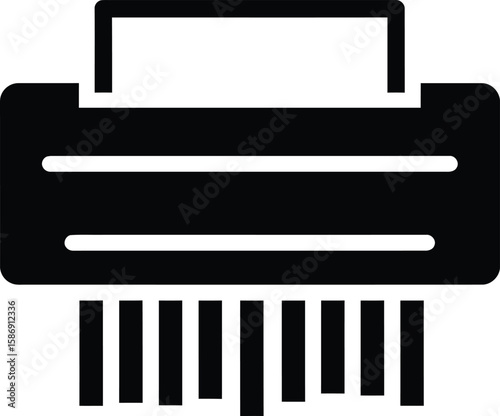 Simple black and white icon of a paper shredder.