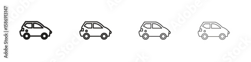 Compact car icon simple black vectors pack. Design infographic element