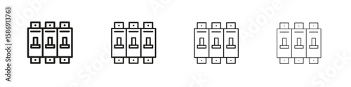 Circuit Breaker icon simple black vectors pack. Design infographic element