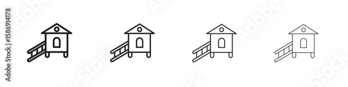 Chicken coop icon simple black vectors pack. Design infographic element