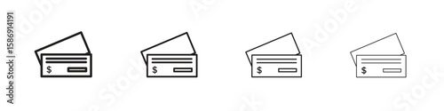 Cheque icon simple black vectors pack. Design infographic element