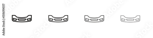 Car bumper icon simple black vectors pack. Design infographic element