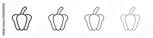Capsicum icon simple black vectors pack. Design infographic element