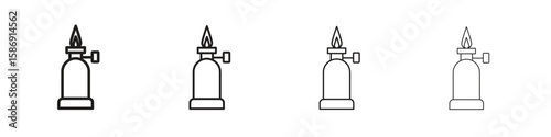 Camping gas icon simple black vectors pack. Design infographic element