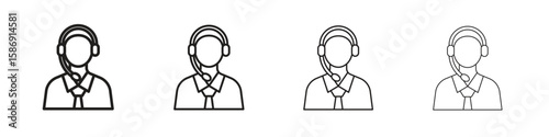 Callcenter icon simple black vectors pack. Design infographic element