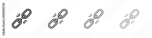 Broken link icon simple black vectors pack. Design infographic element