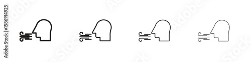 Breath icon simple black vectors pack. Design infographic element