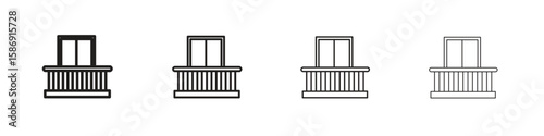 Balcony icon simple black vectors pack. Design infographic element