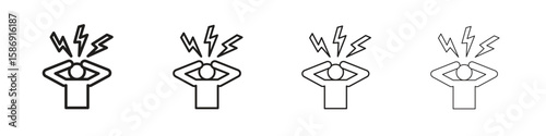 Anxiety icon simple black vectors pack. Design infographic element