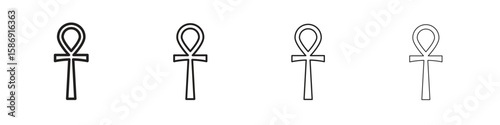 Ankh icon simple black vectors pack. Design infographic element