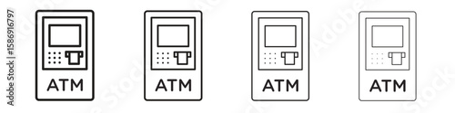 ATM machine icon simple black vectors pack. Design infographic element