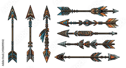 Decorative Hand-Drawn Arrows on White Background