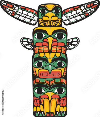 fullshot_of_a_totem_pole_icon_the_background_color_should_be_whi