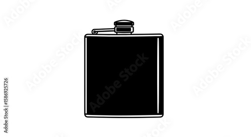 Vector black flask vector illustration for alcohol container design and pocket flask accessories and drinking flask item
