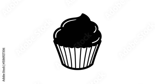 Vector delicious black cupcake vector illustration for bakery shop sweet treat dessert design and food blog content