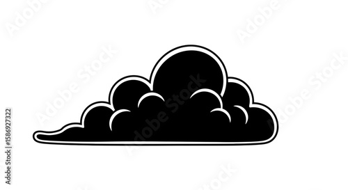 Vector black cloud vector illustration, weather forecast icon, stormy cloud graphic, rain cloud clipart, 100 char