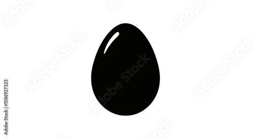 Vector black egg illustration, easter egg design, simple egg shape, food ingredient, cooking and baking icon, art vector