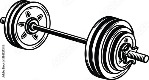 Black barbell with weight plates weights fitness