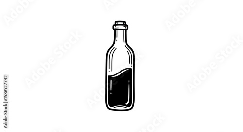 Vector wine bottle vector illustration, hand drawn wine bottle drawing, glass bottle sketch, alcohol bottle outline art