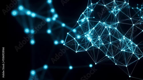 Wallpaper Mural Abstract Blue Network Structure With Connected Dots Over Dark Background Torontodigital.ca