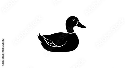 Vector black duck illustration vector graphic download, waterfowl clip art, duck silhouette, bird image, wildlife art