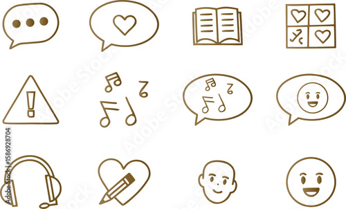 Collection of communication and expression icons speech bubble dots