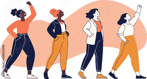 Diverse women standing together in solidarity and strength diversity empowerment