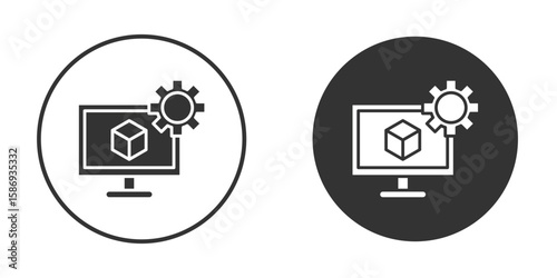 Virtual machine icon in modern minimalistic flat versions