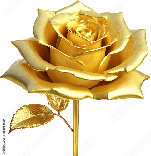 golden rose on white background