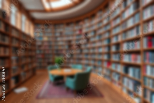 Wallpaper Mural blur library, modern room atmosphere made of wood, many rare books placed on wooden shelves, blurry wallpaper. Torontodigital.ca