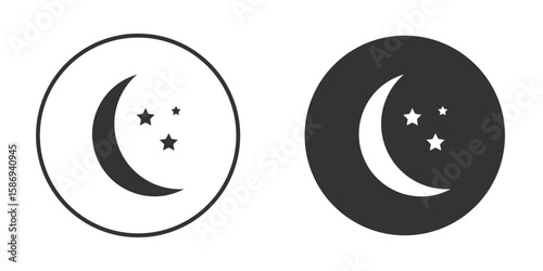 Moon and star icon in modern minimalistic flat versions
