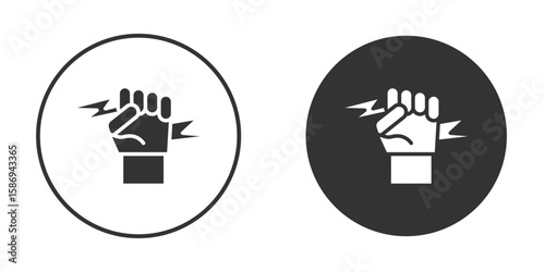 Hand with Power icon in modern minimalistic flat versions