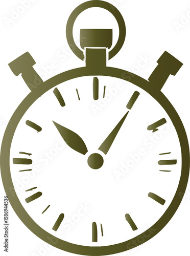Olive green stopwatch with clock hands timer time