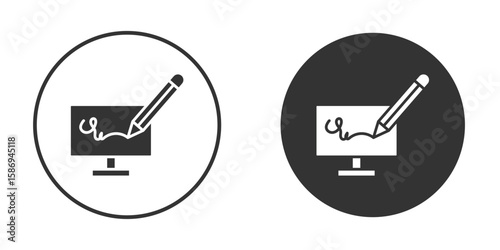 Electronic signature icon in modern minimalistic flat versions