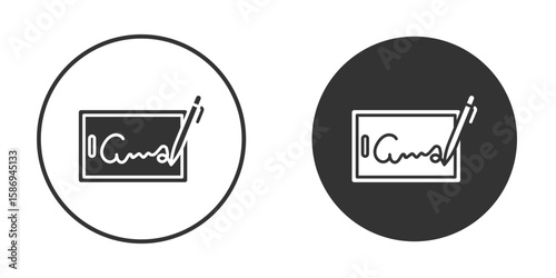 Electronic signature icon in modern minimalistic flat versions