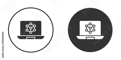 Computer simulation icon in modern minimalistic flat versions
