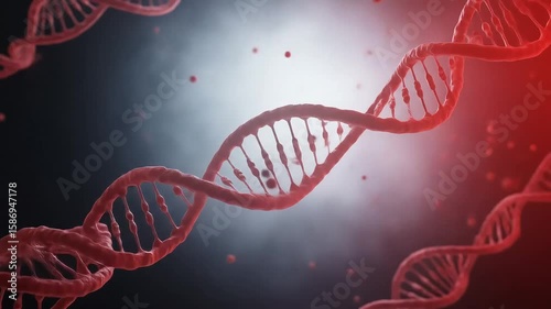 Twisted Red DNA Strand Against Dark Background for Scientific and Medical Applications