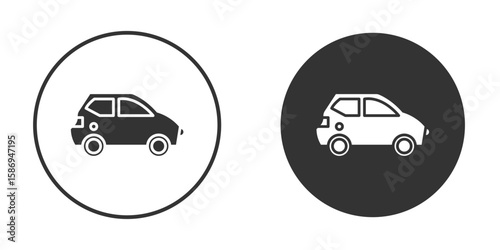 Compact car icon in modern minimalistic flat versions
