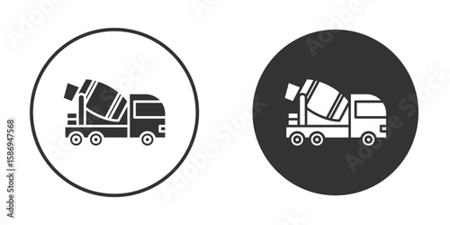 Cement truck icon in modern minimalistic flat versions