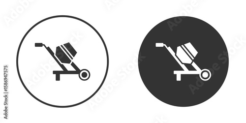 Cement mixer icon in modern minimalistic flat versions