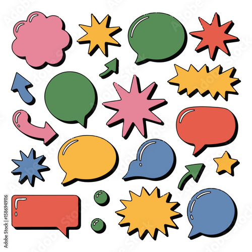 Doodle & Speech Bubble Vector Set – Funky Groovy Chat Elements