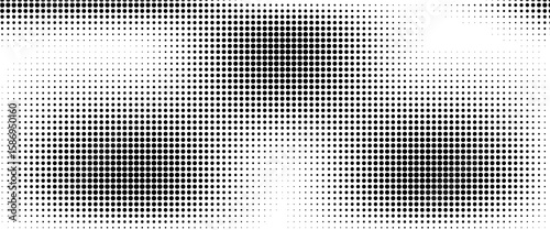 Grunge halftone gradient background. Faded grit noise texture. White and black sandy wallpaper. Retro pixelated backdrop. Anime or manga style comic overlay. Vector graphic design textured template