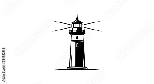 Vector lighthouse vector illustration, nautical beacon clip art, sea navigation tower graphic, marine symbol icon