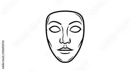 Vector vector illustration of a minimalist face mask drawing perfect for graphic design and halloween projects
