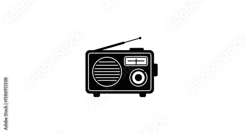 Vector vintage radio vector illustration for broadcasting and listening to music and news with antenna design 100