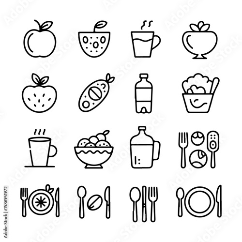 Unique and good quality Food and drinks line icon set