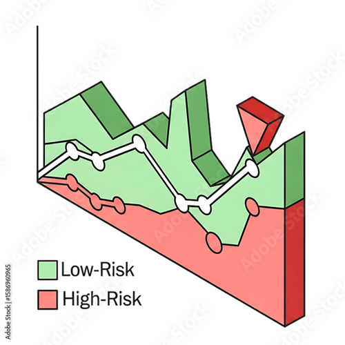 Graph comparing low-risk and high-risk zones in financial analysis.
