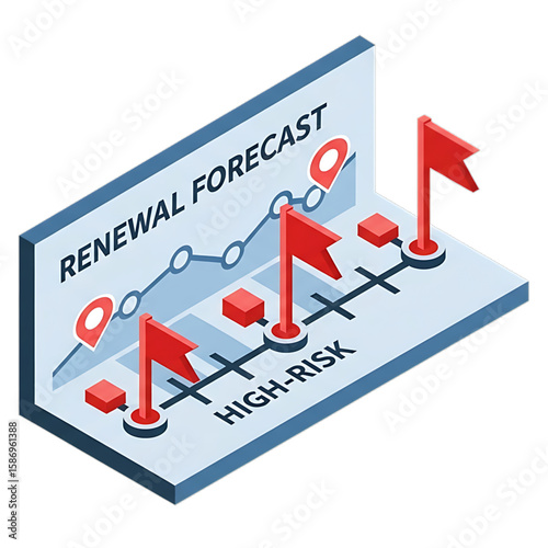 Risk-focused renewal forecast with flags indicating alert levels.